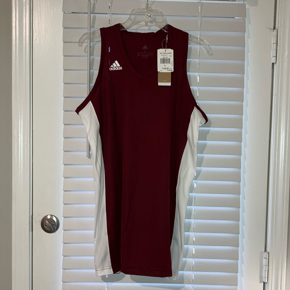 Adidas Burgundy and White Sleeveless Top